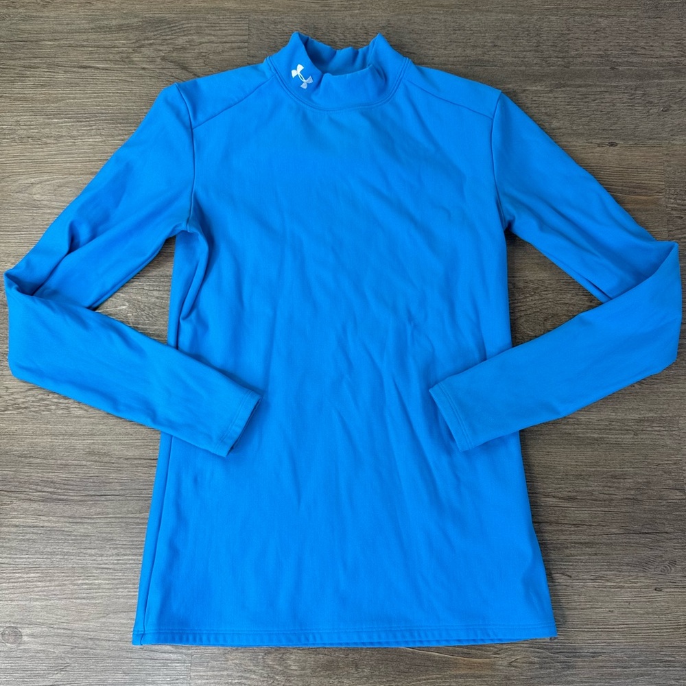 Under Armour Men’s Fitted Blue Compression Base Layer Shirt Mock Neck, size M